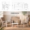 SET SALOTTO DA GIARDINO CON DIVANO, 2 POLTRONE + TAVOLINO IN LEGNO BIANCO E TESSUTO COLORE BEIGE