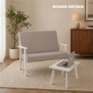 SET SALOTTO DA GIARDINO CON DIVANO, 2 POLTRONE + TAVOLINO IN LEGNO BIANCO E TESSUTO COLORE BEIGE