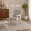 SET SALOTTO DA GIARDINO CON DIVANO, 2 POLTRONE + TAVOLINO IN LEGNO BIANCO E TESSUTO COLORE BEIGE