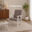 SET SALOTTO DA GIARDINO CON DIVANO, 2 POLTRONE + TAVOLINO IN LEGNO BIANCO E TESSUTO COLORE TORTORA