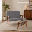 SET SALOTTO DA GIARDINO CON DIVANO, 2 POLTRONE + TAVOLINO IN LEGNO TABACCO E TESSUTO COLORE GRIGIO