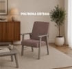 SET SALOTTO DA GIARDINO CON DIVANO, 2 POLTRONE + TAVOLINO IN LEGNO GRIGIO OLMO E TESSUTO COLORE TORTORA