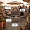 SET SALOTTO DA GIARDINO CON DIVANO, 2 POLTRONE + TAVOLINO IN LEGNO GRIGIO OLMO E TESSUTO COLORE TORTORA