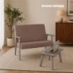 SET SALOTTO DA GIARDINO CON DIVANO, 2 POLTRONE + TAVOLINO IN LEGNO GRIGIO OLMO E TESSUTO COLORE TORTORA