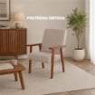 SET SALOTTO DA GIARDINO CON DIVANO, 2 POLTRONE + TAVOLINO IN LEGNO TABACCO E TESSUTO COLORE BEIGE