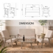 SET SALOTTO DA GIARDINO CON DIVANO, 2 POLTRONE + TAVOLINO IN LEGNO GRIGIO OLMO E TESSUTO COLORE BEIGE