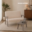 SET SALOTTO DA GIARDINO CON DIVANO, 2 POLTRONE + TAVOLINO IN LEGNO GRIGIO OLMO E TESSUTO COLORE BEIGE