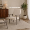 SET SALOTTO DA GIARDINO CON DIVANO, 2 POLTRONE + TAVOLINO IN LEGNO GRIGIO OLMO E TESSUTO COLORE BEIGE