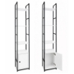 SCAFFALE STILE INDUSTRIAL IN LEGNO E METALLO CON 3 RIPIANI E 1 ANTA DIMENSIONI 29X24X144CM - COLORE BIANCO LEGNO