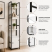 SCAFFALE STILE INDUSTRIAL IN LEGNO E METALLO CON 3 RIPIANI E 1 ANTA DIMENSIONI 29X24X144CM - COLORE BIANCO LEGNO