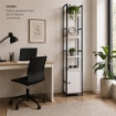 SCAFFALE STILE INDUSTRIAL IN LEGNO E METALLO CON 3 RIPIANI E 1 ANTA DIMENSIONI 29X24X144CM - COLORE BIANCO LEGNO