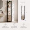 SCAFFALE STILE INDUSTRIAL IN LEGNO E METALLO CON 3 RIPIANI E 1 ANTA DIMENSIONI 29X24X144CM - COLORE ROVERE