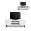 MOBILE TV IN MDF COLOR BIANCO LEGNO CON DUE ANTE E DUE RIPIANI MISURE: 140X38X44CM