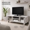 MOBILE TV IN MDF COLOR BIANCO LEGNO CON DUE ANTE E DUE RIPIANI MISURE: 140X38X44CM
