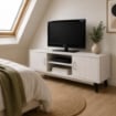 MOBILE TV IN MDF COLOR BIANCO LEGNO CON DUE ANTE E DUE RIPIANI MISURE: 140X38X44CM