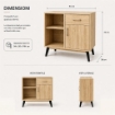 MOBILE MODERNO IN LEGNO CON 2 RIPIANI, 1 ANTA E CASSETTO COLORE ROVERE DIMENSIONI 94X38X74 CM