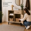 MOBILE MODERNO IN LEGNO CON 2 RIPIANI, 1 ANTA E CASSETTO COLORE ROVERE DIMENSIONI 94X38X74 CM