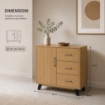 MOBILE MODERNO IN LEGNO CON 3 CASSETTI, 1 ANTA E PIANO D'APPOGGIO COLORE ROVERE DIMENSIONI 80X38X74 CM