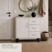 MOBILE MODERNO IN LEGNO CON 3 CASSETTI, 1 ANTA E PIANO D'APPOGGIO COLORE BIANCO DIMENSIONI 80X38X74 CM