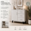 MOBILE MODERNO IN LEGNO CON 3 CASSETTI, 1 ANTA E PIANO D'APPOGGIO COLORE BIANCO DIMENSIONI 80X38X74 CM