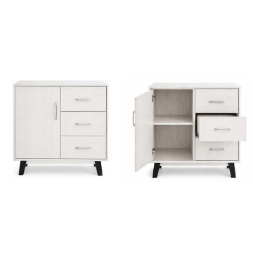 MOBILE MODERNO IN LEGNO CON 3 CASSETTI, 1 ANTA E PIANO D'APPOGGIO COLORE BIANCO DIMENSIONI 80X38X74 CM