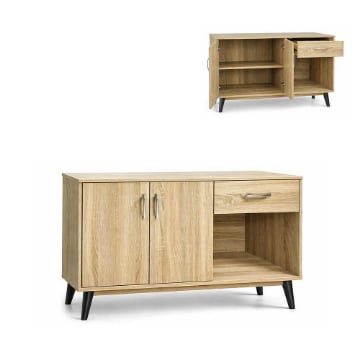 MOBILE IN MDF ROVERE CON DUE ANTE, RIPIANO E CASSETTO MISURE: 120X38X74CM