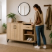 MOBILE IN MDF ROVERE CON DUE ANTE, RIPIANO E CASSETTO MISURE: 120X38X74CM