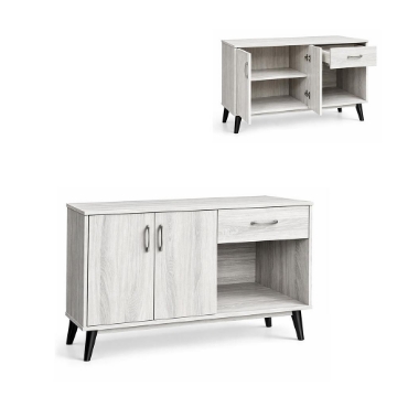 MOBILE IN MDF COLOR BIANCO LEGNO CON DUE ANTE, RIPIANO E CASSETTO MISURE: 120X38X74CM