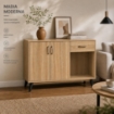 MOBILE IN MDF ROVERE CON DUE ANTE, RIPIANO E CASSETTO MISURE: 120X38X74CM