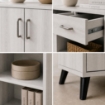 MOBILE IN MDF COLOR BIANCO LEGNO CON DUE ANTE, RIPIANO E CASSETTO MISURE: 120X38X74CM