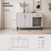 MOBILE IN MDF COLOR BIANCO LEGNO CON DUE ANTE, RIPIANO E CASSETTO MISURE: 120X38X74CM