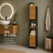 MOBILE DA BAGNO IN LEGNO CON 2 ANTE E RIPIANO IN BAMBOO - COLORE NERO DIMENSIONI 32X30X173 CM