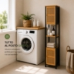 MOBILE DA BAGNO IN LEGNO CON 2 ANTE E RIPIANO IN BAMBOO - COLORE NERO DIMENSIONI 32X30X173 CM