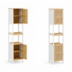 MOBILE DA BAGNO IN LEGNO CON 2 ANTE E RIPIANO IN BAMBOO COLORE BIANCO DIMENSIONI 32X30X173 CM