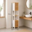 MOBILE DA BAGNO IN LEGNO CON 2 ANTE E RIPIANO IN BAMBOO COLORE BIANCO DIMENSIONI 32X30X173 CM