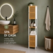 MOBILE DA BAGNO IN LEGNO CON 2 ANTE E RIPIANO IN BAMBOO COLORE BIANCO DIMENSIONI 32X30X173 CM