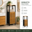 MOBILE DA BAGNO IN LEGNO CON ANTA E RIPIANO IN BAMBOO - COLORE NERO DIMENSIONI 32X30X91 CM