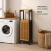 MOBILE DA BAGNO IN LEGNO CON ANTA E RIPIANO IN BAMBOO - COLORE NERO DIMENSIONI 32X30X91 CM