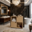 LIBRERIA IN MDF ROVERE CON QUATTRO RIPIANI E DUE ANTE MISURE: 60X30X63 CM