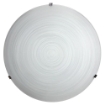 PLAFONIERA GISELLA 1XE27 GANCI CROMO VETRO LASTRA BIANCO DECORATO SPIRALE Ø30-P.10 CM 