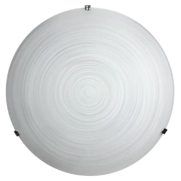 PLAFONIERA GISELLA 1XE27 GANCI CROMO VETRO LASTRA BIANCO DECORATO SPIRALE Ø30-P.10 CM 