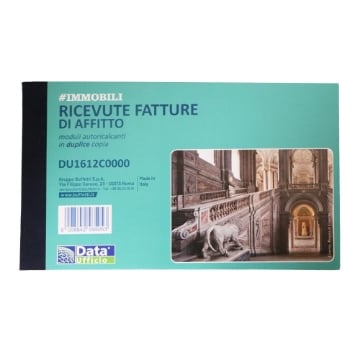BLOCCHETTO PER RICEVUTE DI AFFITTO AUTORICALCANTE RILASCIA 2 COPIE 17X10 CM - 50 FOGLI - 1280.2 DATA
