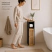 MOBILE PORTA CARTAIGENICA IN MDF NERO CON ANTA IN BAMBOO MISURE: 18X18X75 CM