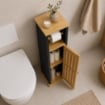 MOBILE PORTA CARTAIGENICA IN MDF NERO CON ANTA IN BAMBOO MISURE: 18X18X75 CM