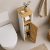 MOBILE PORTA ROTOLO IN LEGNO BIANCO CON ANTA IN BAMBOO DIMENSIONI 18X18X75 CM