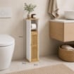 MOBILE PORTA ROTOLO IN LEGNO BIANCO CON ANTA IN BAMBOO DIMENSIONI 18X18X75 CM