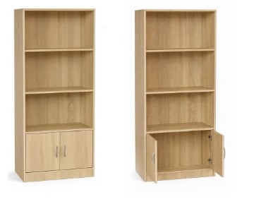 LIBRERIA IN MDF ROVERE CON TRE RIPIANI E DUE ANTE MISURE: 51X24X120CM