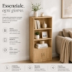 LIBRERIA IN MDF ROVERE CON TRE RIPIANI E DUE ANTE MISURE: 51X24X120CM