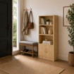 LIBRERIA IN MDF ROVERE CON TRE RIPIANI E DUE ANTE MISURE: 51X24X120CM