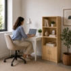 LIBRERIA IN MDF ROVERE CON TRE RIPIANI E DUE ANTE MISURE: 51X24X120CM